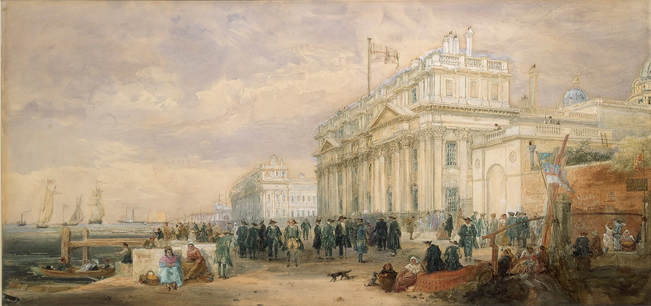 Ospedale di Greenwich, che mostra gli edifici e i pensionati di Greenwich